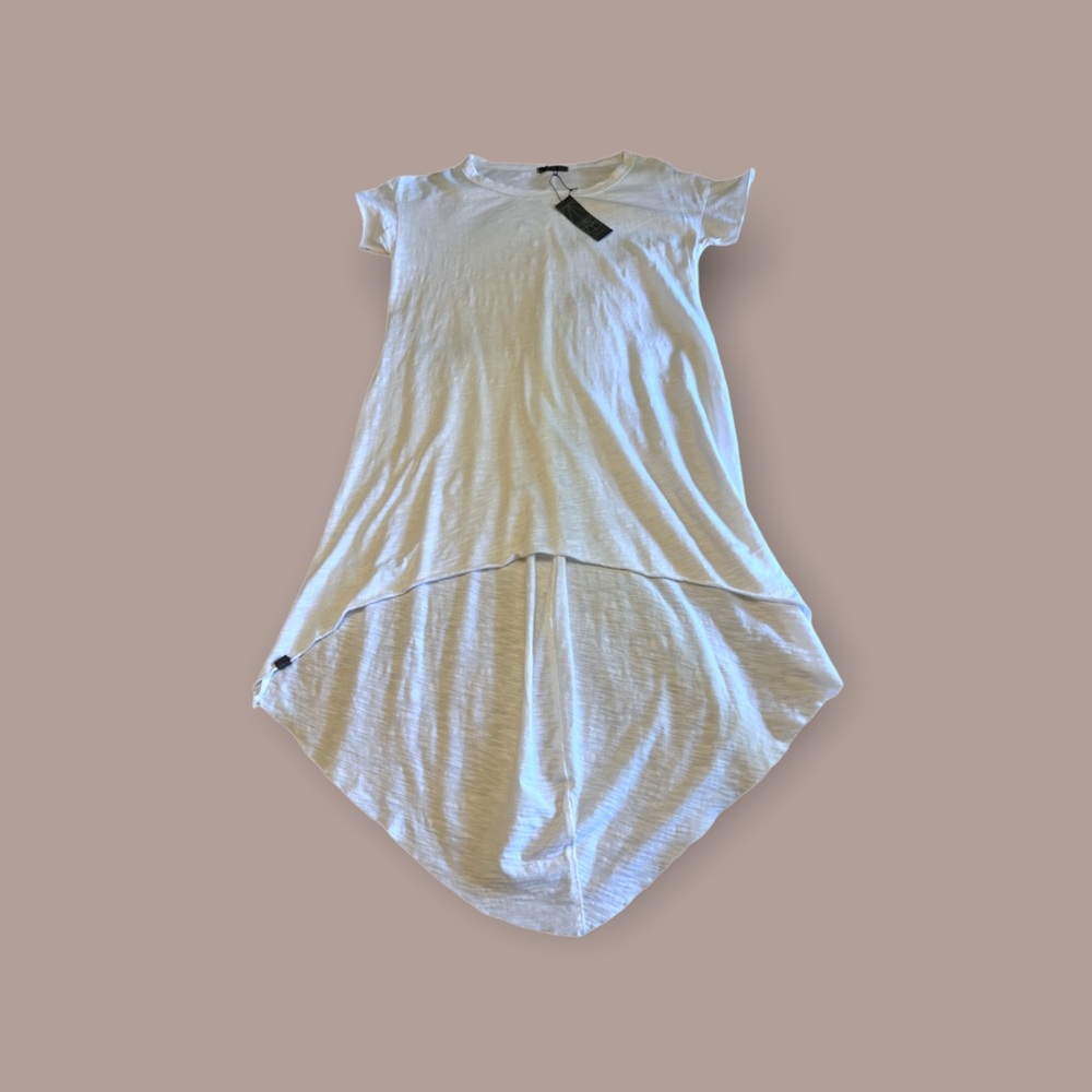 Errant white cotton T-shirt dress.  Short sleeve.  High/low hem.  NWT. Sz Small